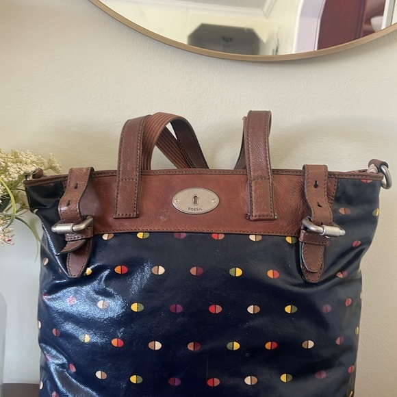 Fossil Black Tote with Multicolor Pattern - Picture 2 of 12